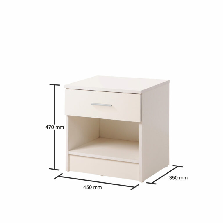 Farndon Nightstand with 1 Drawer (White)