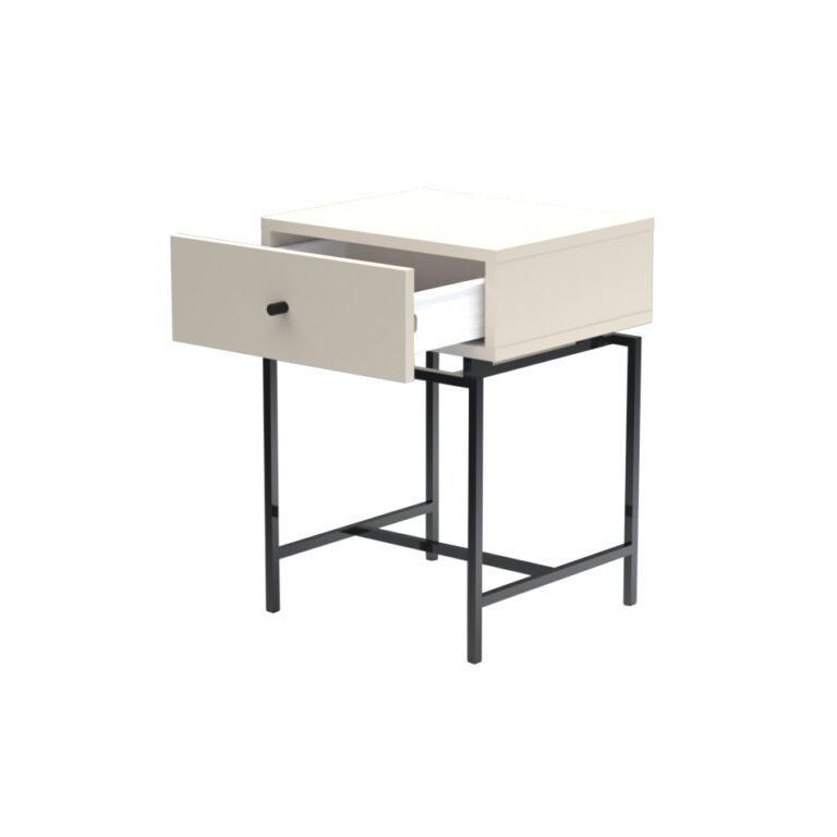 1 DRAWER BEDSIDE WITH METAL FRAME (OPEN) (cutout)
