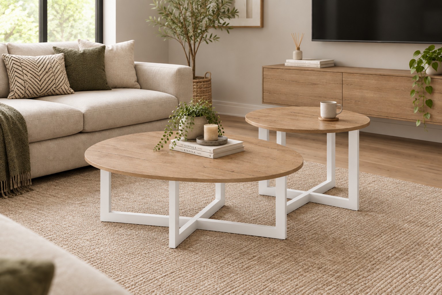 living environment cross frame coffee tables white