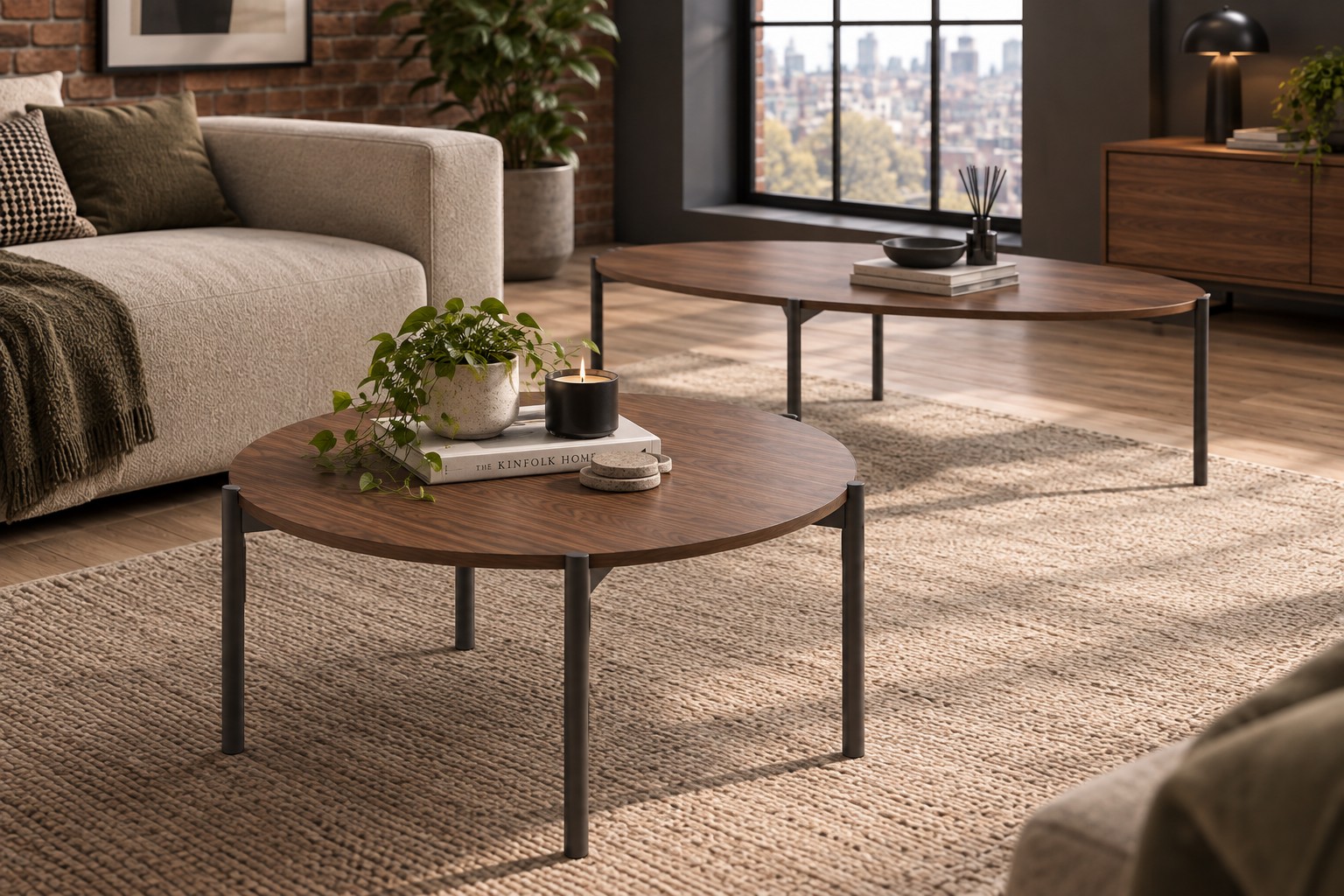 living environment inset frame coffee tables walnut